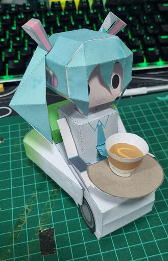 Hatsune Miku serving coffee Karakuri